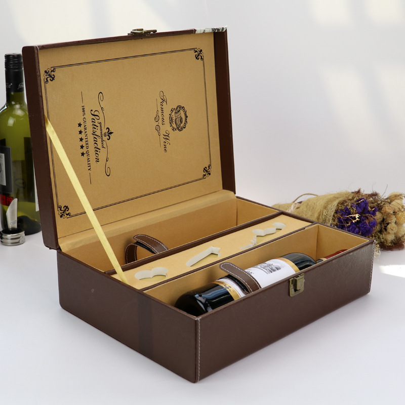 手提式皮质红酒包装盒定制