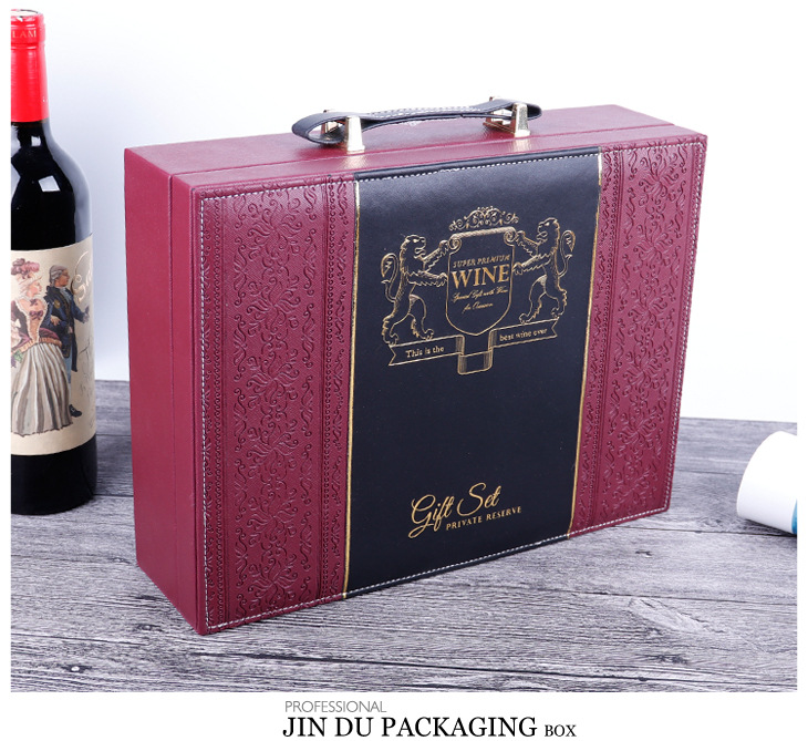 手提式皮质红酒礼品包装盒定制