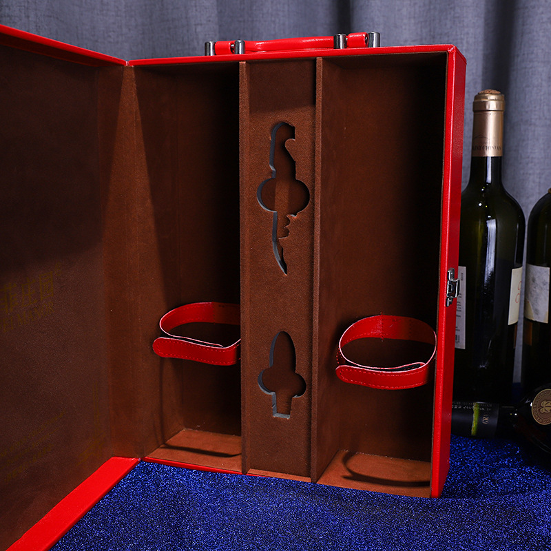 高端手提式皮质红酒包装盒厂家定制